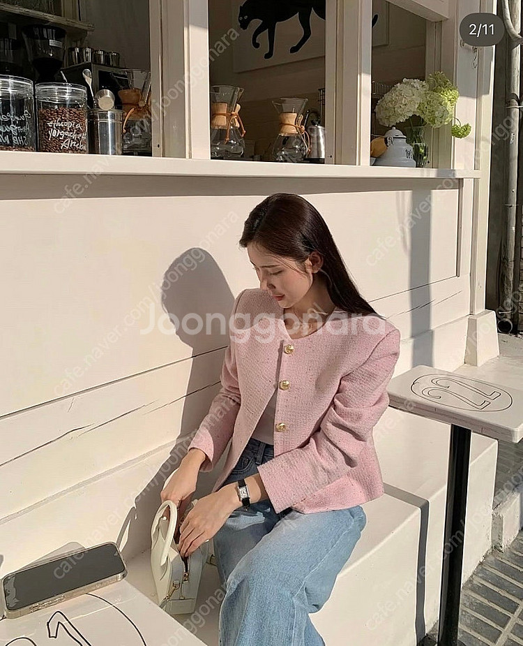 르옐 콜미옐 트위드자켓 핑크, 아이 새상품 리에뜨 소버...--9