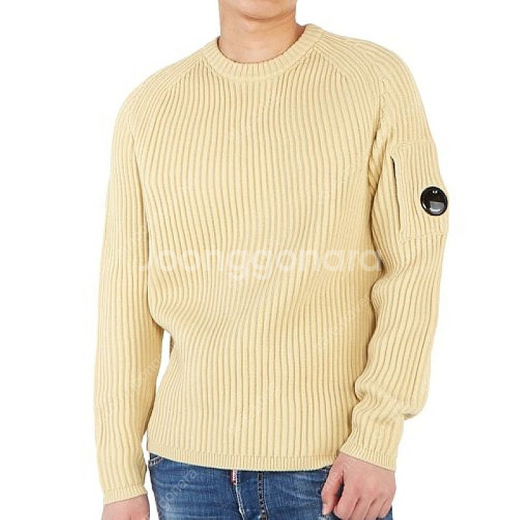 CP컴퍼니 렌즈 와펜 골지 니트 울 크루넥 스웨터 남성...--0