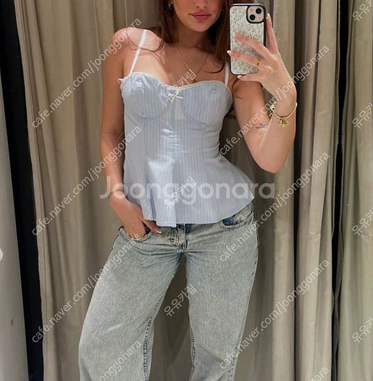 ZARA 자라 리본 매듭 페플럼 포플린 탑 소라, 자라...--1