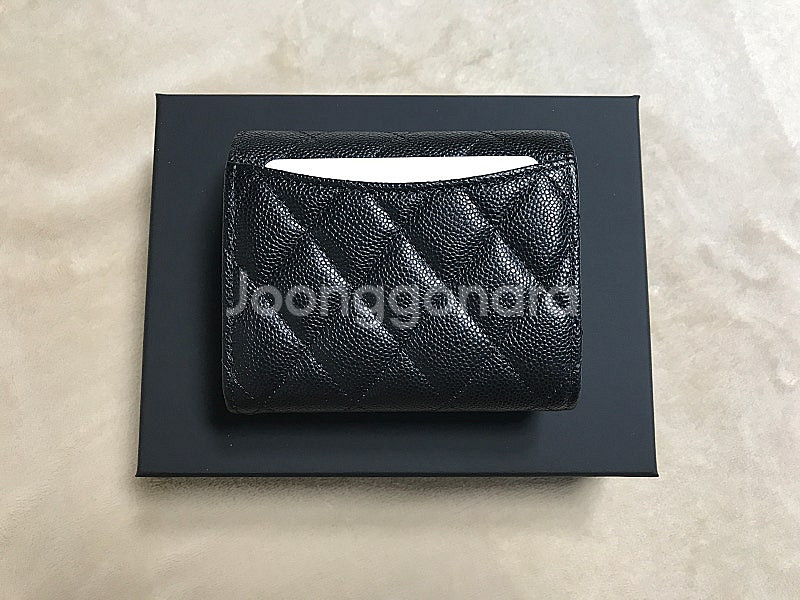 [새상품] 샤넬 클래식 미니 반지갑 블랙 캐비어 샴골 ...--3