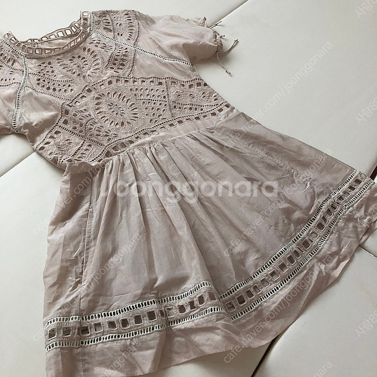 펀칭 레이스 아뜰리에 아일렛 미니 반팔 원피스 하객룩 ...--4