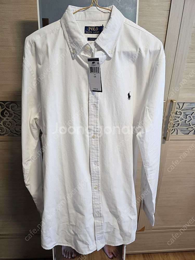 폴로 옥스포드 면(얇은) 셔츠 네이비 화이트 L(105-110)팝니다--2