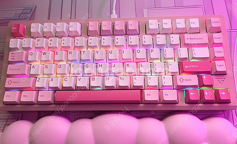 vxe75 풀알루미늄 키보드 핑크색 유무선 아이스베리축...--0