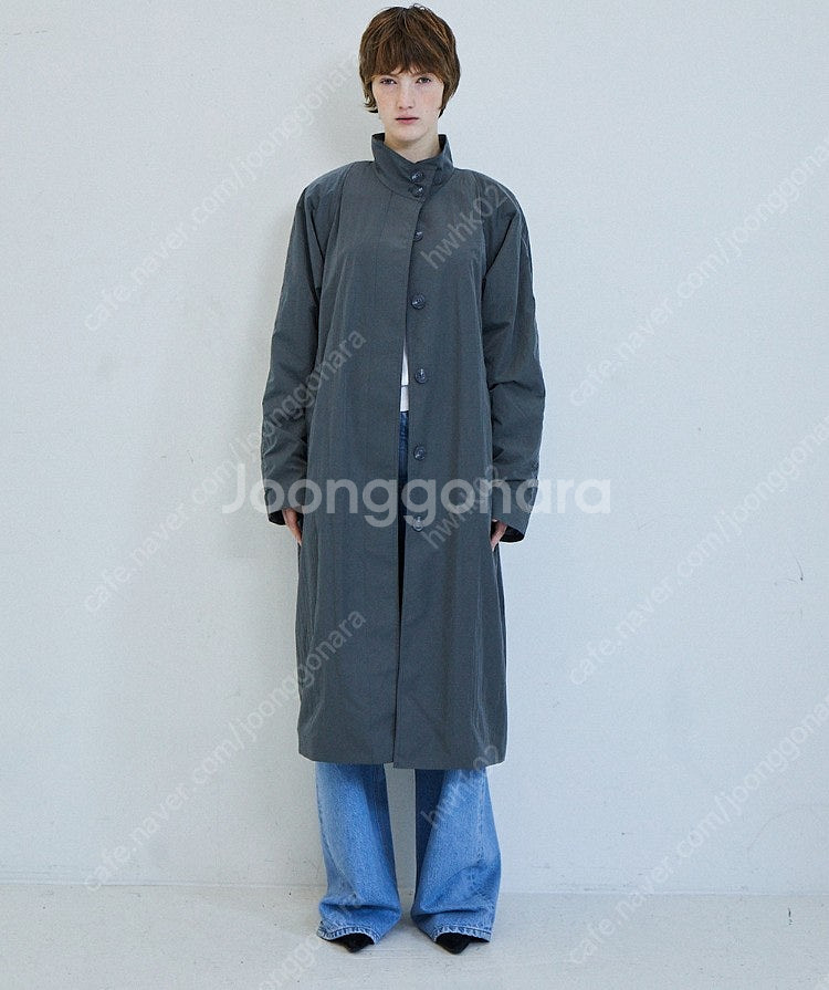 파르벵 나일론 트렌치 새상품 에보니 그레이--0