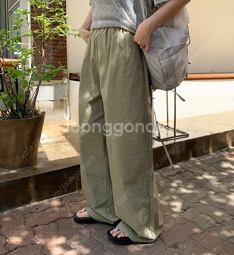 (새상품) 린넨 밴딩 와이드 팬츠--1