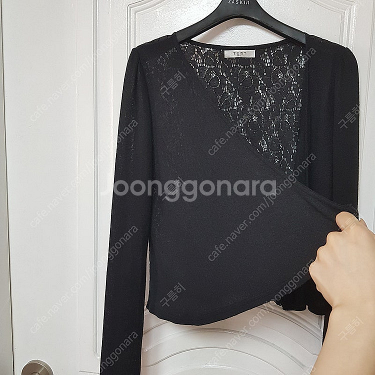여성 여름 가디건 오픈형 플라워 시스루 배색 블랙 검정...--8