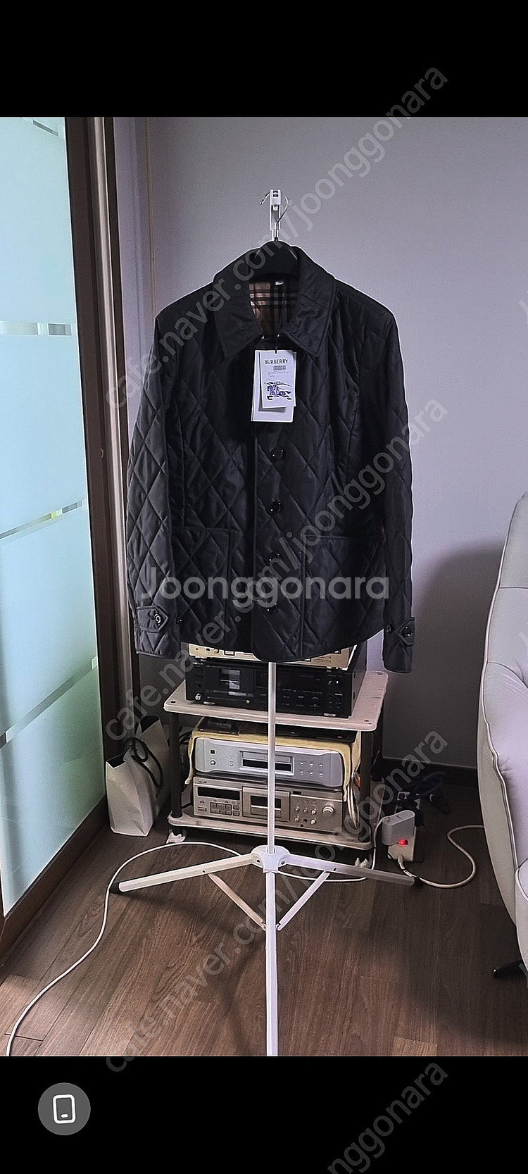 버버리 체크 퀼팅 자켓 XL77~77반--1