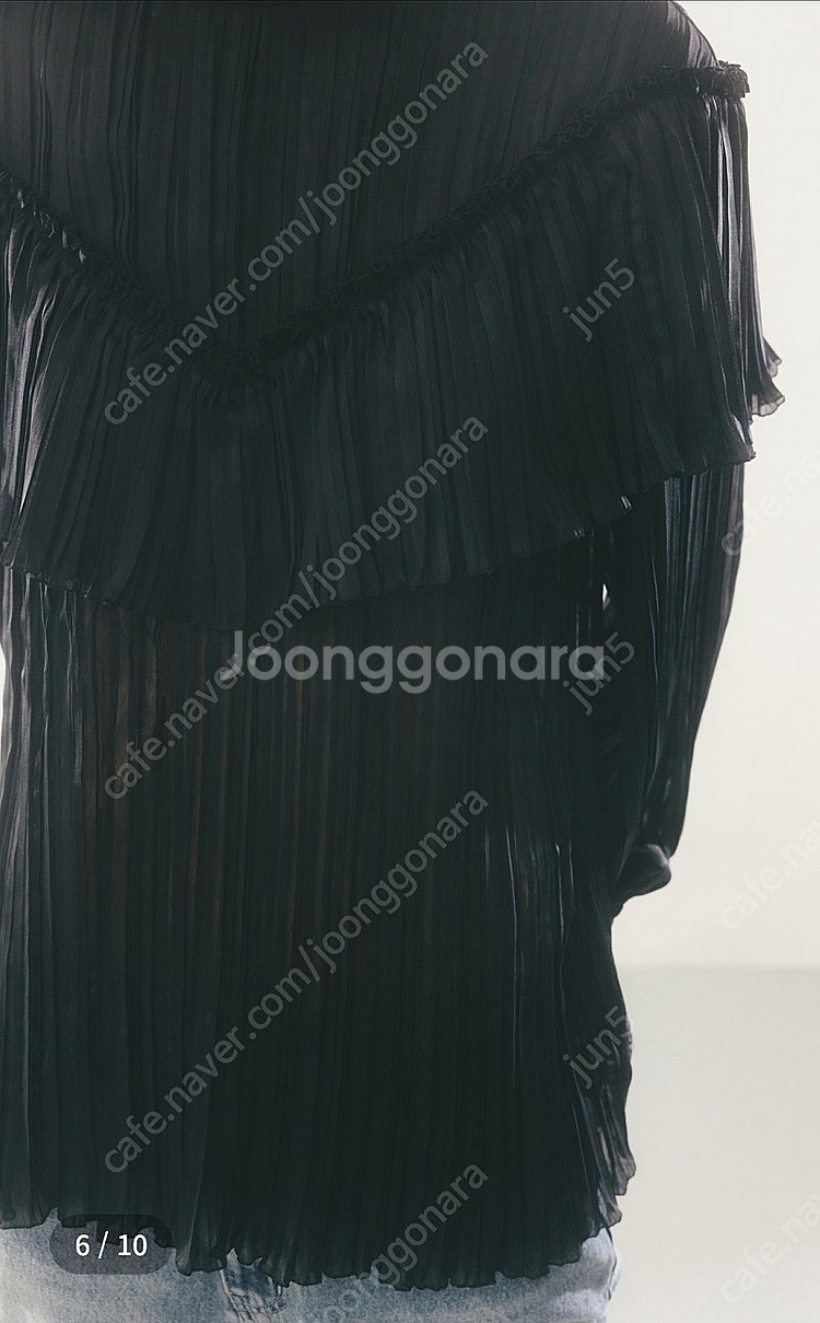 ORR 오르 세일 플리츠 러플 블라우스 블랙 M 새제품--5