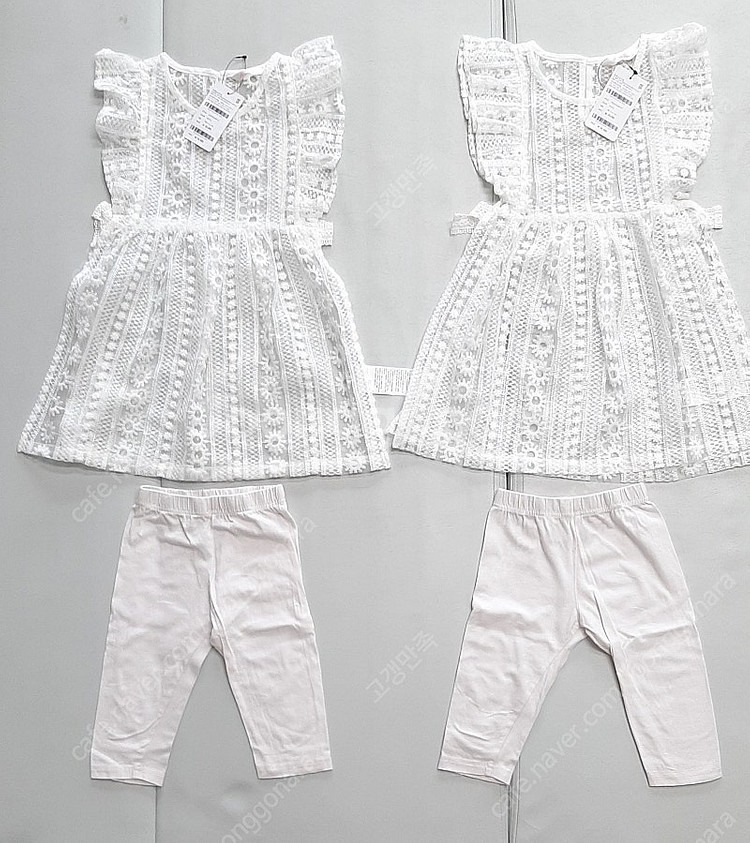 쌍둥이 여아 추천 로엠걸즈 레이스 앞치마 110-120사이즈 미개봉 새상품 2개(+7부 흰색 레깅스 2개 덤) 28...--0