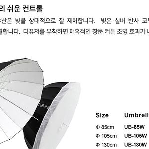 GODOX 고독스 UB-130W 엄브렐라 화이트 디퓨져 2세트 팝니다.