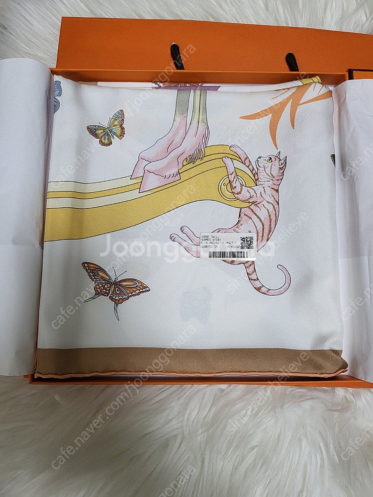 에르메스 까레 스카프 스토리 까레 90 블랑/베이지--3