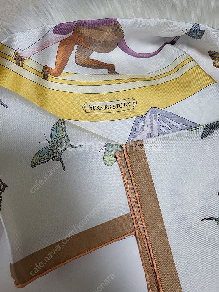 에르메스 까레 스카프 스토리 까레 90 블랑/베이지--4