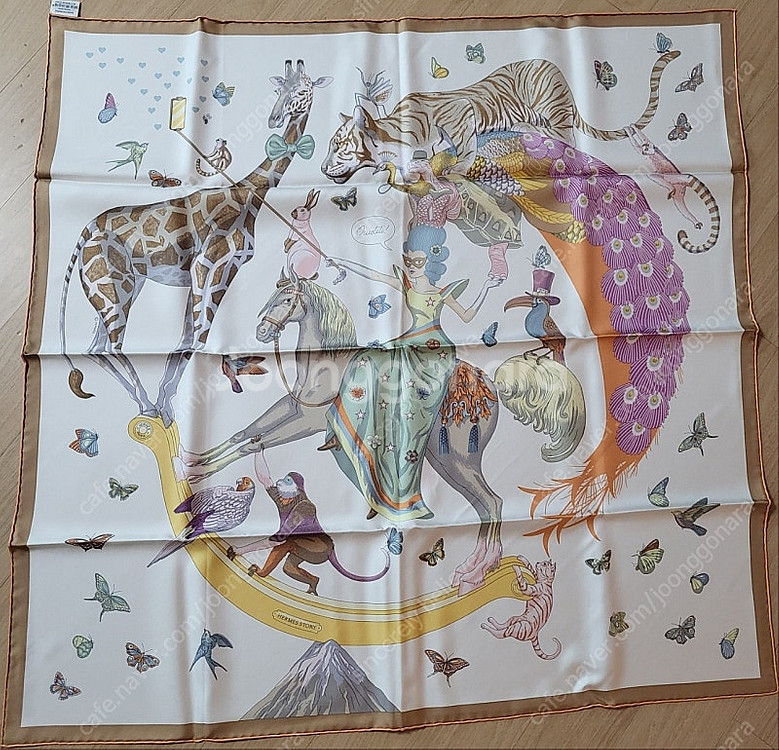 에르메스 까레 스카프 스토리 까레 90 블랑/베이지--5