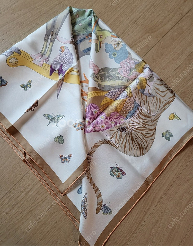 에르메스 까레 스카프 스토리 까레 90 블랑/베이지--6