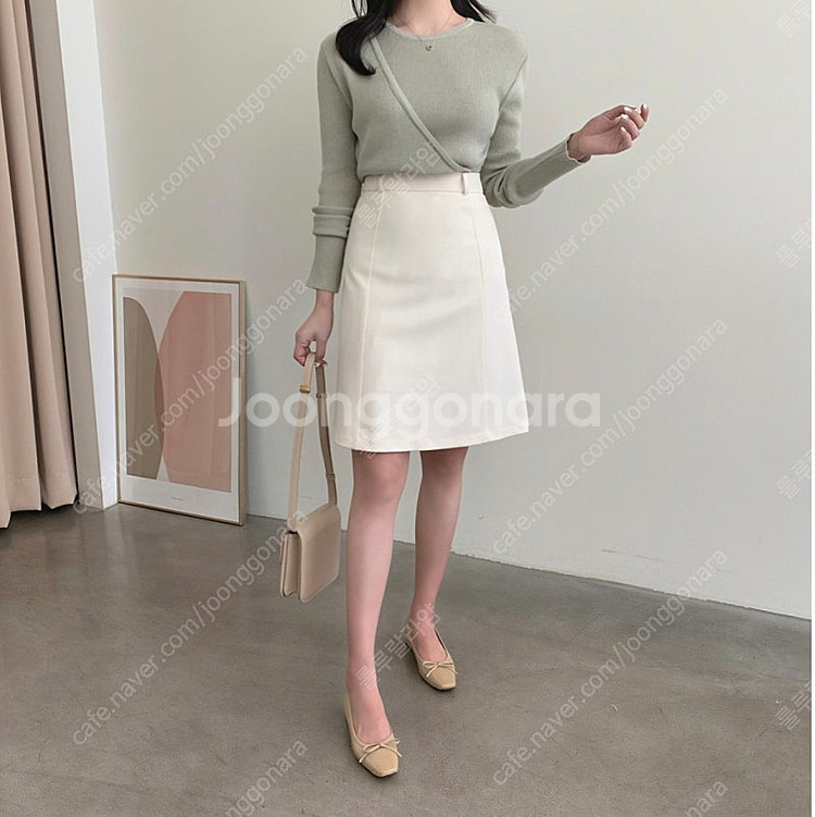 아이보리 A라인 스커트--0