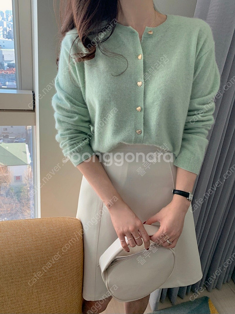 아이보리 A라인 스커트--4