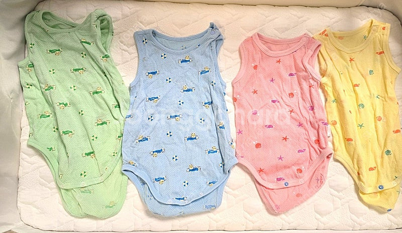 아기 메쉬 민소매 바디수트 80사이즈 4벌 상태좋음--0