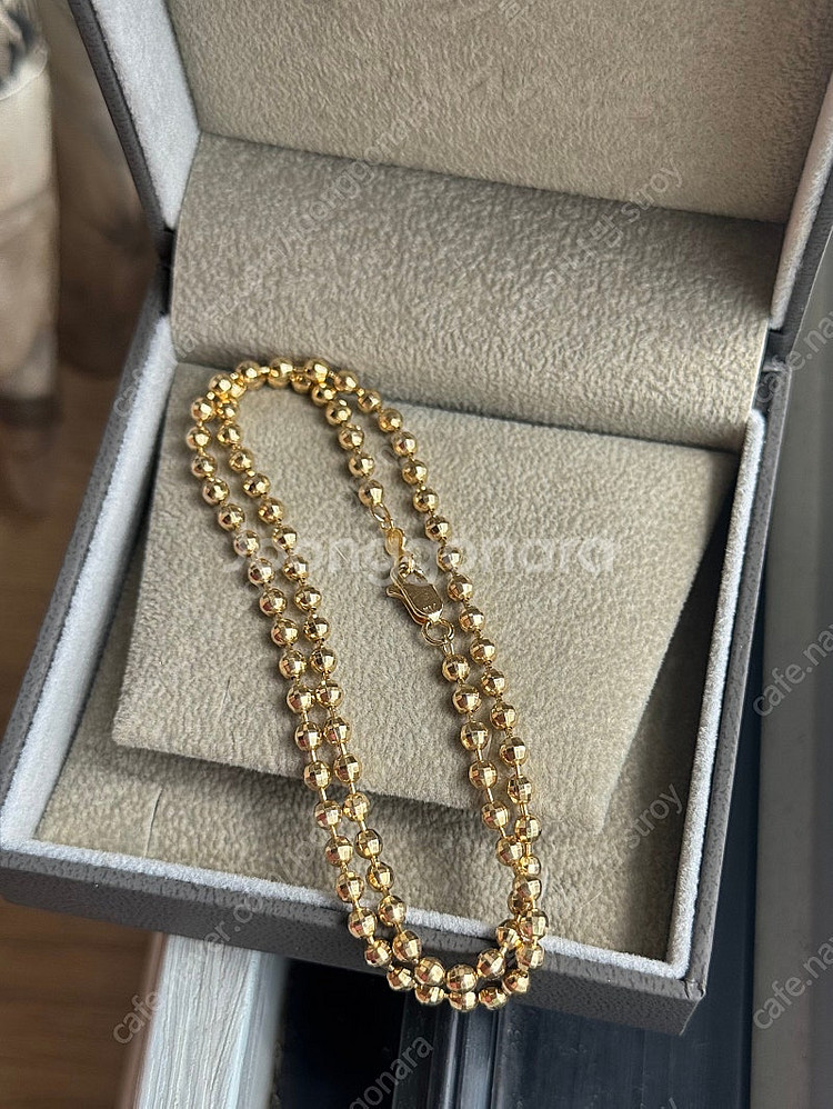 14k 옐로우골드 3mm 컷팅 미러볼 목걸이(3.7돈)--4
