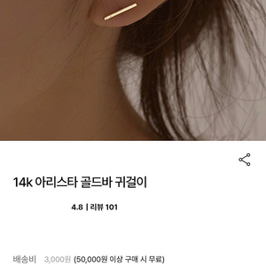 윙블링 14k 아리스타 골드바 귀걸이