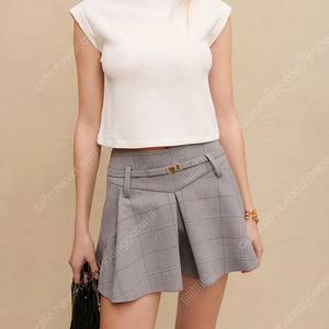 마쥬 캡소매 하이넥 크롭탑 1size 새상품