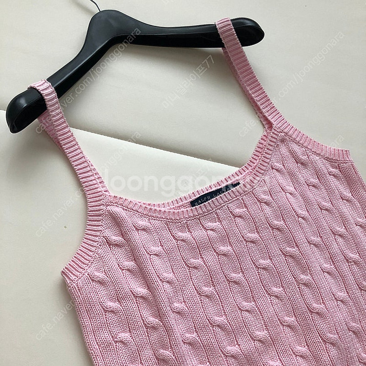 폴로 랄프로렌 케이블 핑크 니트 뷔스티에 나시 탑 민소매 조끼 베스트 딸기우유 59000원--1