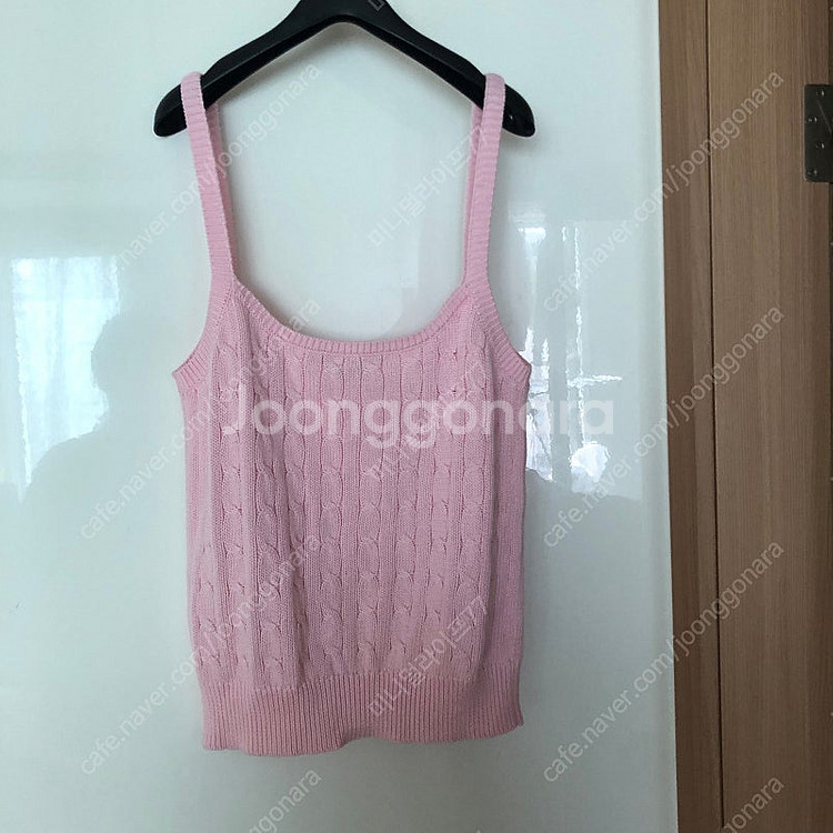 폴로 랄프로렌 케이블 핑크 니트 뷔스티에 나시 탑 민소매 조끼 베스트 딸기우유 59000원--7