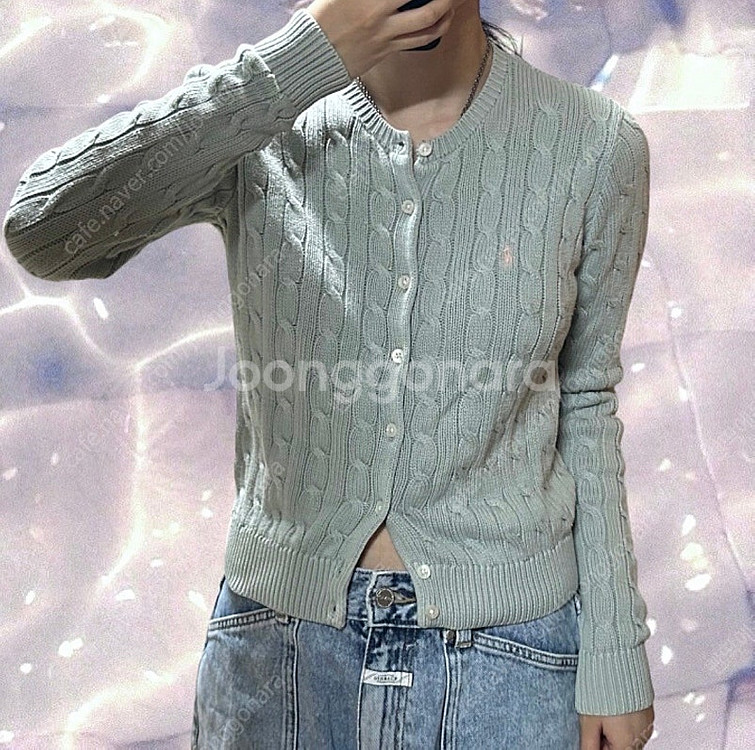 폴로 랄프로렌 케이블 꽈배기 니트 가디건 민트 피스타치...--1