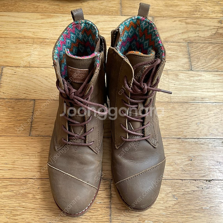 TOMS 탐스 옆지퍼 가죽 앵클 부츠 브라운 US7 (240)--0