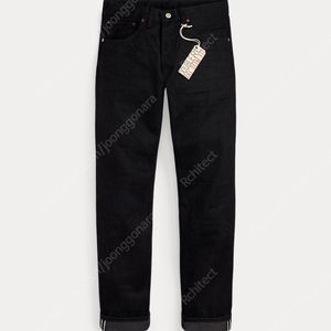 RRL 더블알엘 블랙온블랙 슬림핏 셀비지 데님 (34)