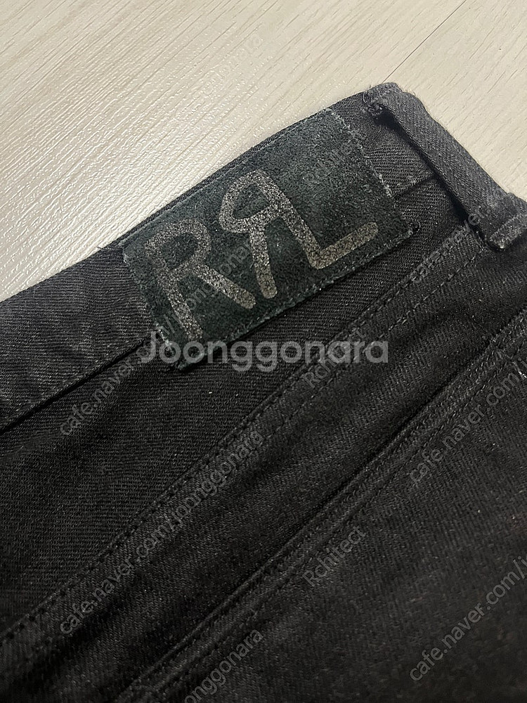 RRL 더블알엘 블랙온블랙 슬림핏 셀비지 데님 (34)--4