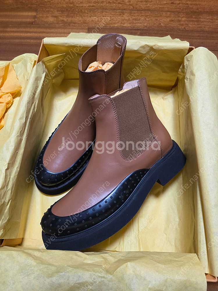 정품 Tod's 토즈 곰마 레더 첼시 부츠 37 새상품--0