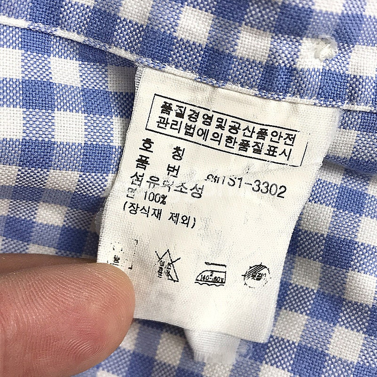 폴로 랄프로렌 스카이블루 하늘색 깅엄 체크 셔츠 L (...--7