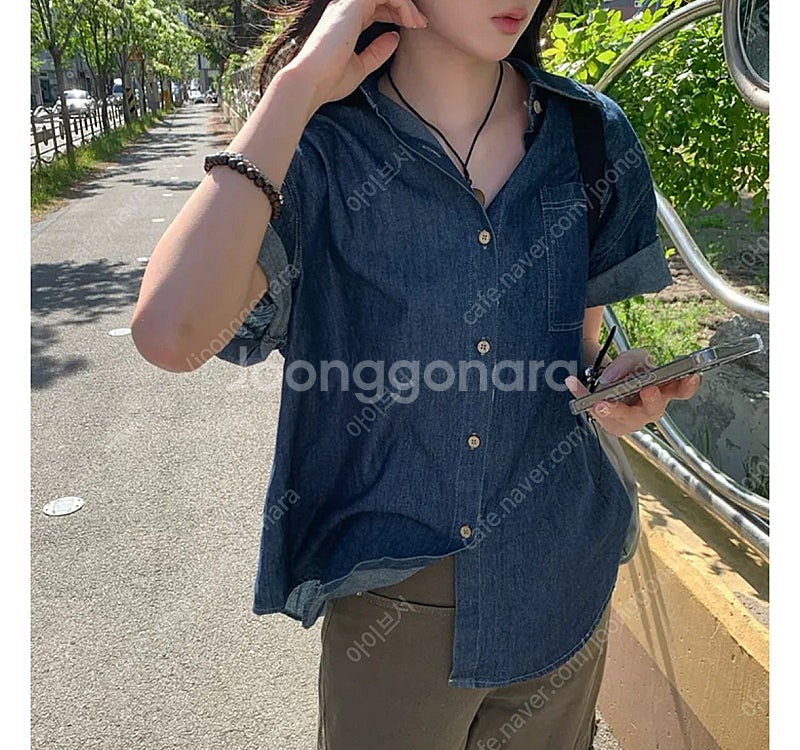 청남방 생지 데님 셔츠--0