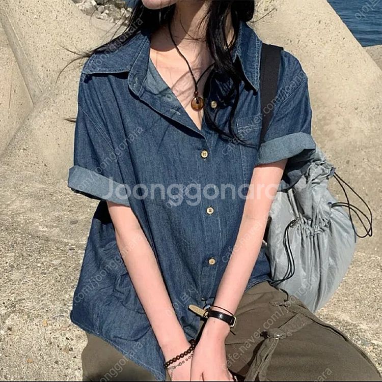 청남방 생지 데님 셔츠--1