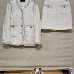 ZARA 자라 트위드 진주단추 셋업 세트 구두