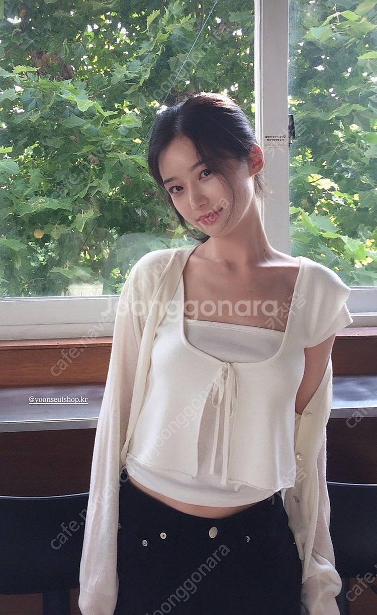 일괄) 윤슬샵 백리본 탑 + 볼레로 티셔츠 화이트--0