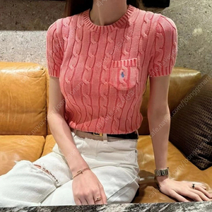 폴로 랄프로렌 케이블 포켓 숏슬리브 스웨터 반팔니트
