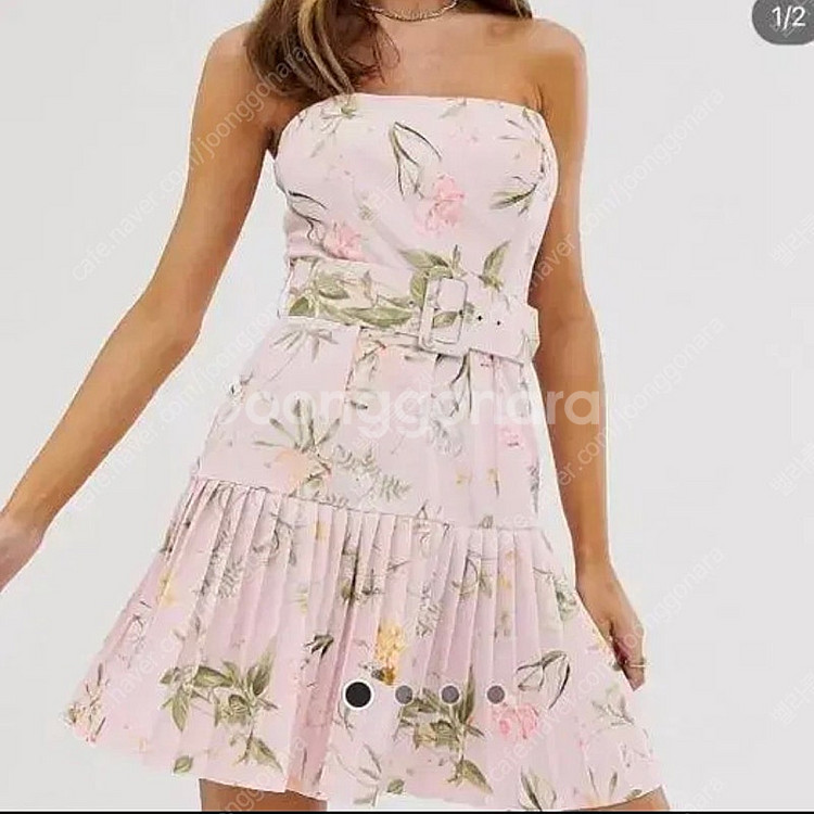 아소스 튜브탑 플리츠 플로랄핑크원피스 휴양지원피스여름원피스 르니나그레이스유에스블랑사틴밀크코코아쎄무아듀비키니밴더가니송--0