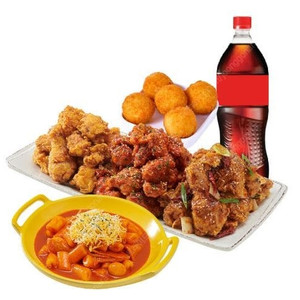 노랑통닭 (오리지널/순살)노랑3종+떡볶이+오리지널치즈볼+콜라1.25L
