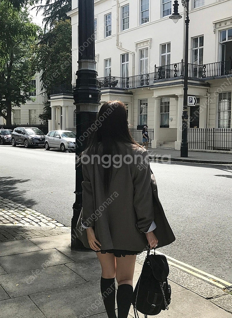 아카이브제이투유 브라운 핀 스트라이프 블레이저--1