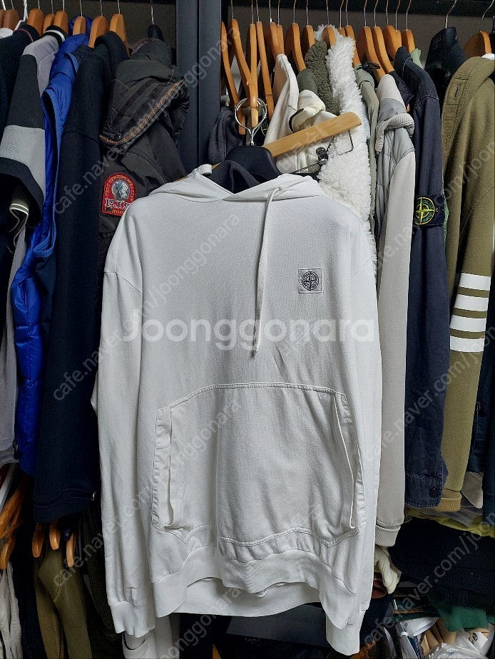 스톤아일랜드 화이트 후드티 XXL--0
