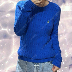 폴로 랄프로렌 꽈배기 니트 블루 코발트블루 M