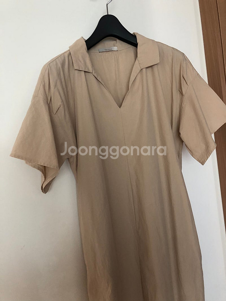 더아이잗 바스락 셔츠 오픈카라 베이지 원피스 결혼식 하...--2