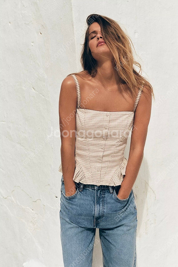 zara 자라 프릴 체크 탑 55900-29900 택있...--0