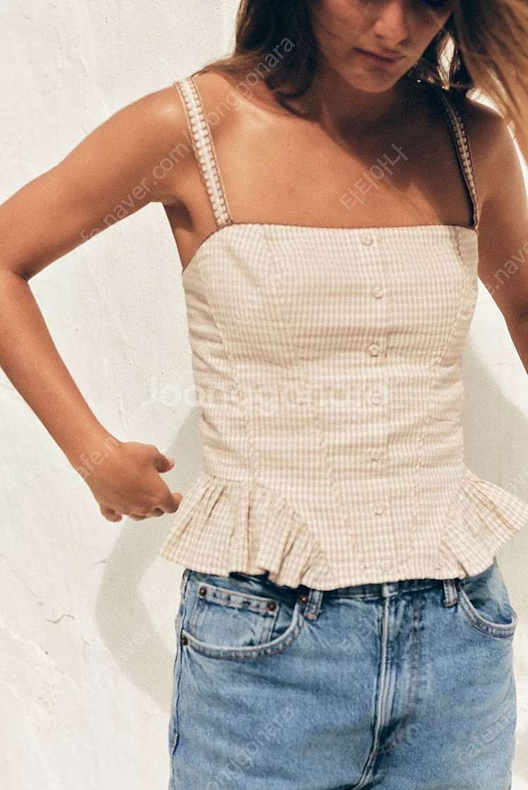 zara 자라 프릴 체크 탑 55900-29900 택있...--2