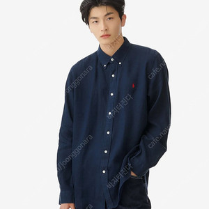 폴로랄프로렌 남성 커스텀핏 린넨 셔츠 네이비 L