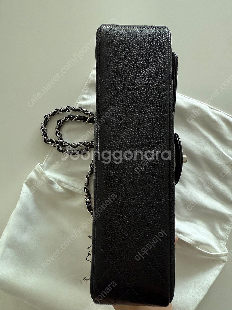 샤넬 클래식 미듐 블랙 캐비어 은장 (롯데 본점 구입)--4