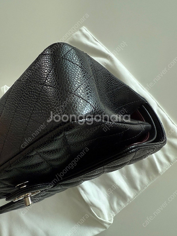 샤넬 클래식 미듐 블랙 캐비어 은장 (롯데 본점 구입)--6