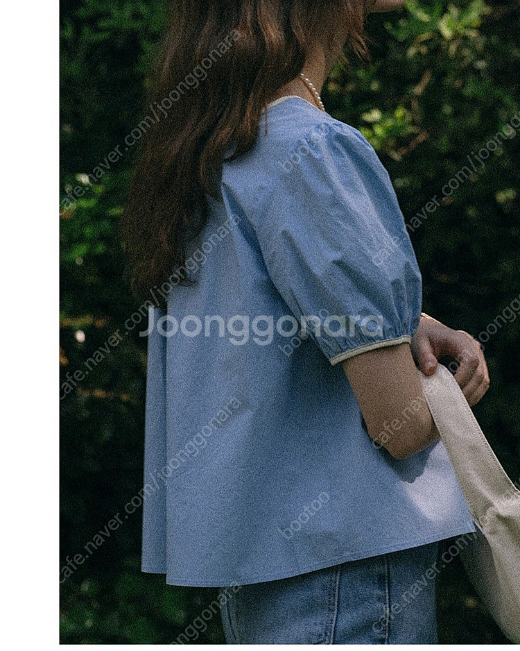 택달린새상품) 틸아이다이 스퀘어넥 셔링 블라우스 반팔 ...--1