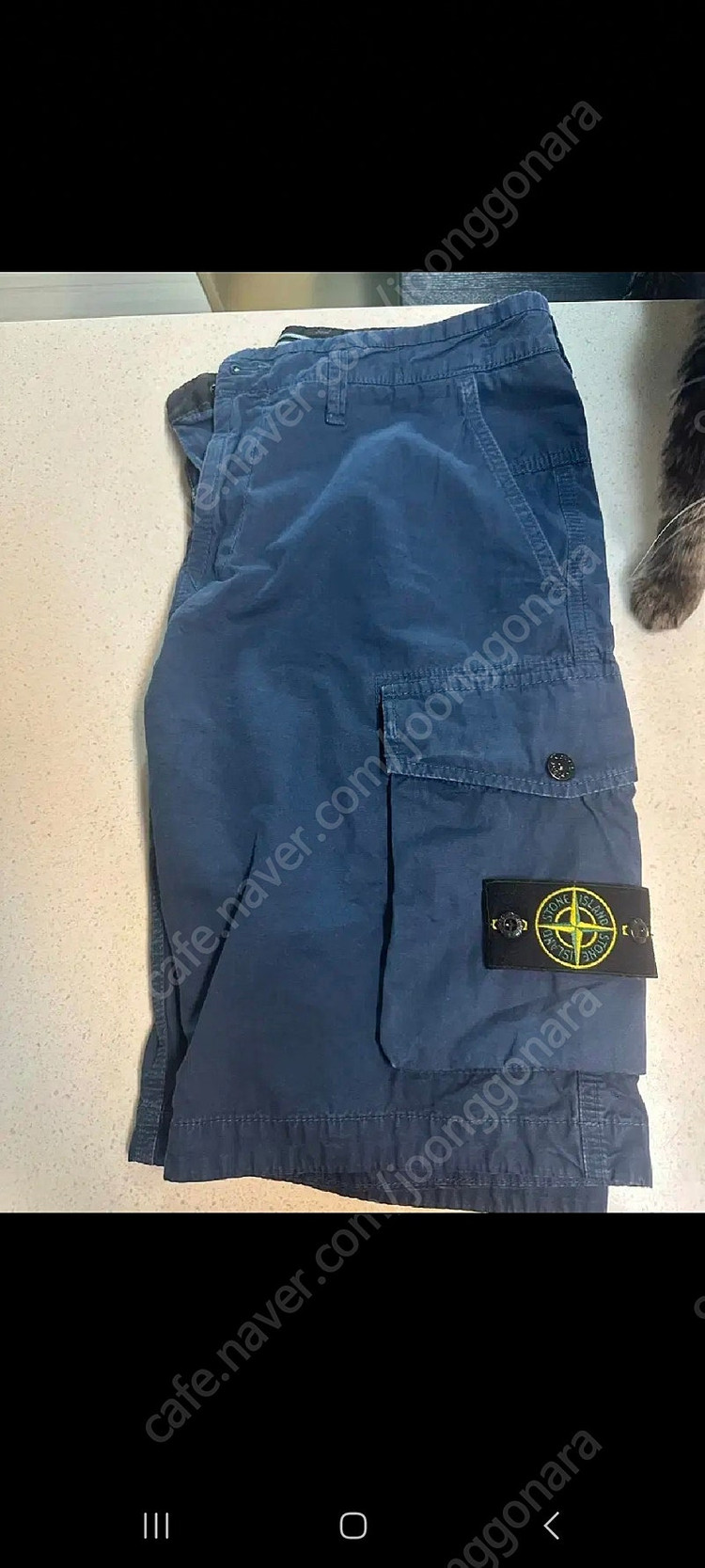 스톤아일랜드 코튼 캔버스 버뮤다 카고바지 32 33--3